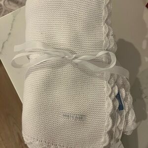 Jacadi Scalloped White Baby Blanket